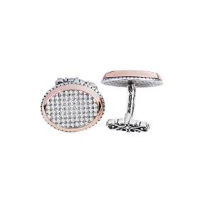 Silver White Zircon Stone Oval Cufflink