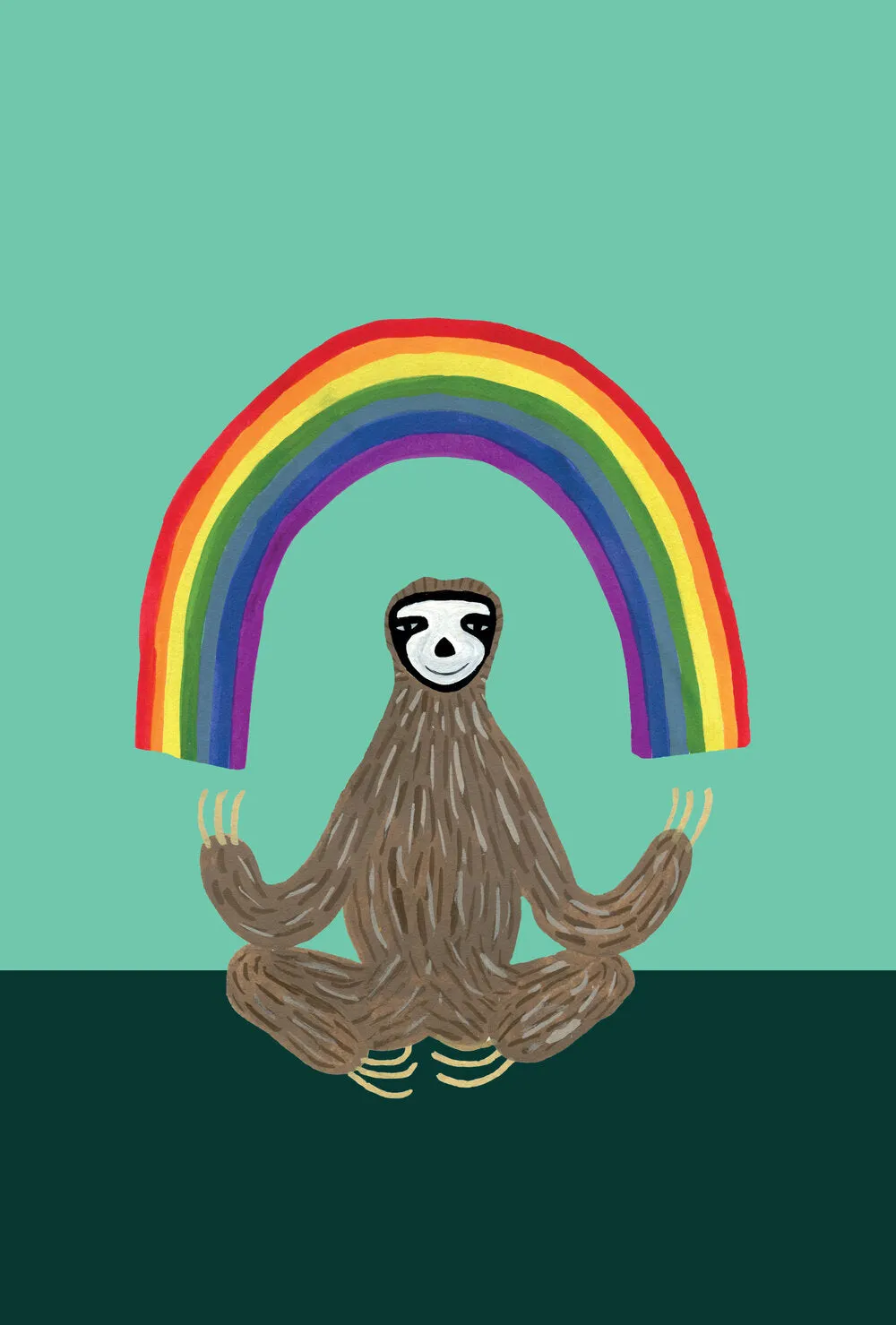 Sloth with Rainbow Art Print