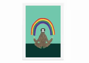 Sloth with Rainbow Art Print