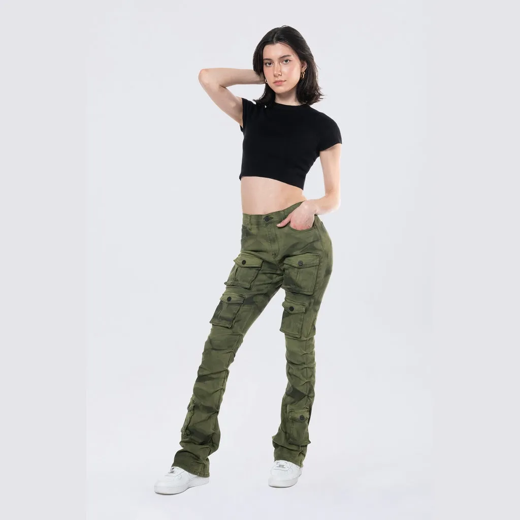 Stacked Pigment Dyed Twill Pants - Clover Green