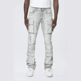 Stacked Utility Multi Pocket Cargo Jeans - Breezy Grey