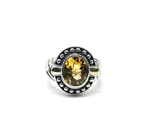 Sterling Silver and 14k Gold Yellow Stone Ring