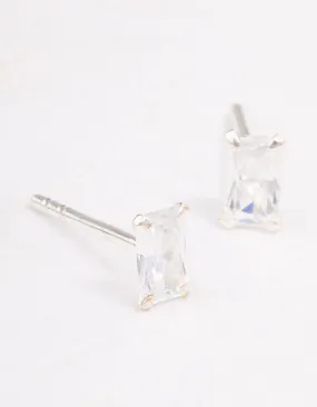 Sterling Silver Baguette Stud Earrings