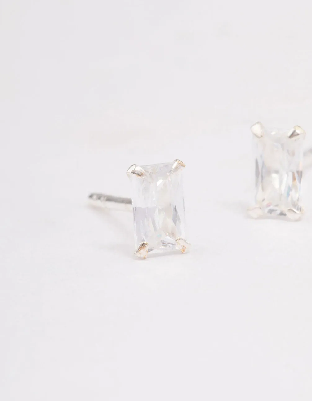 Sterling Silver Baguette Stud Earrings