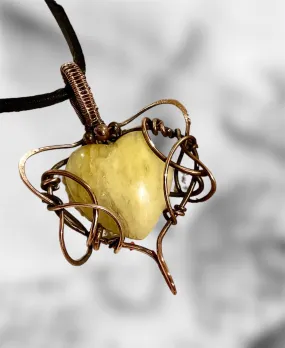 Sunstone Wire Wrapped Heart Shaped Pendant