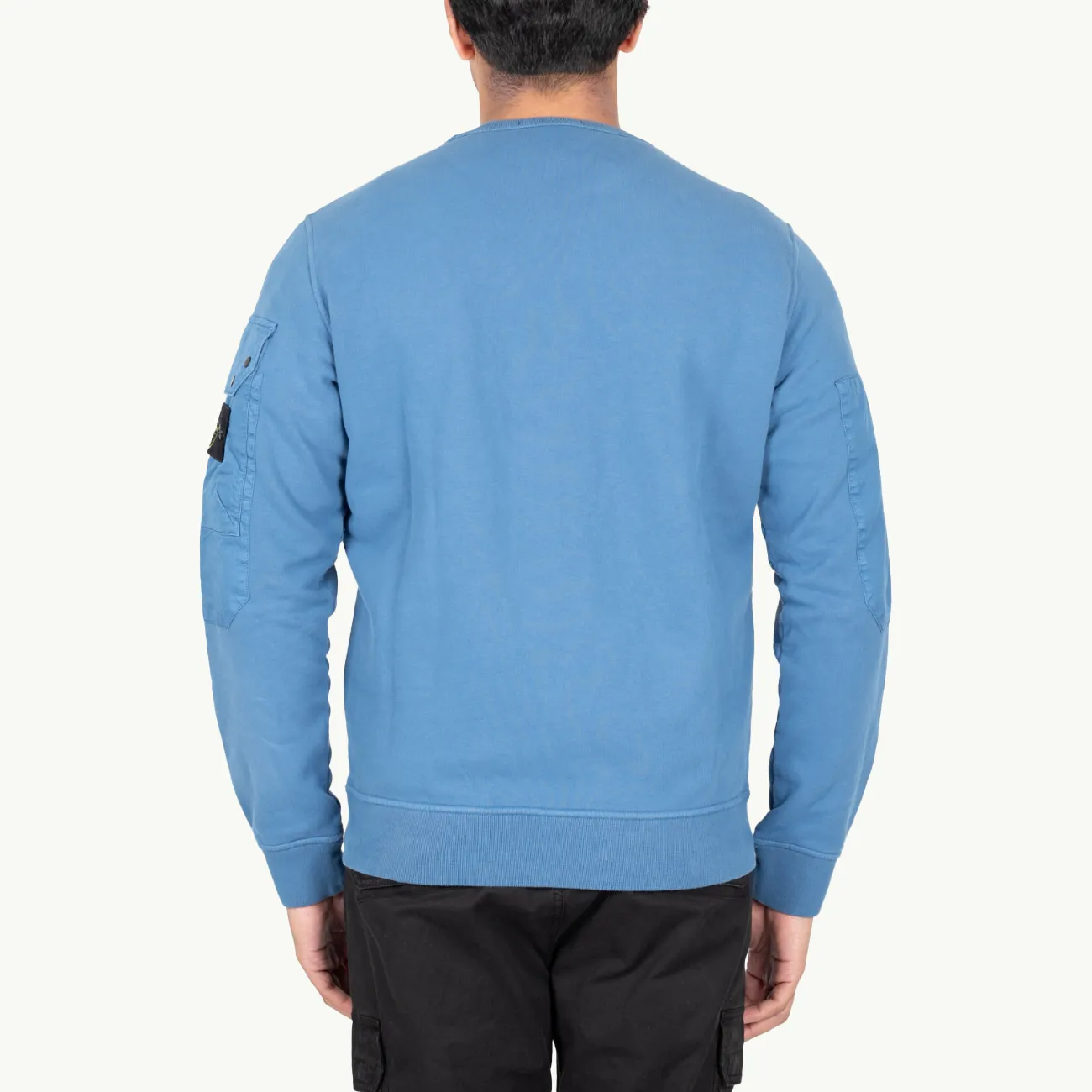 Sweatshirt Crew Patch Sleeve Pocket - Dark Blue 2481