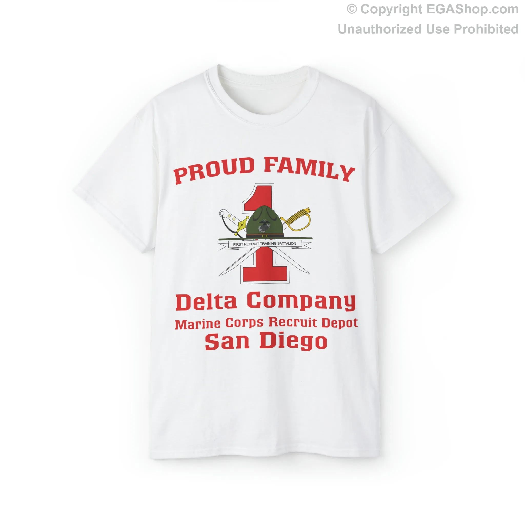 T-Shirt: Delta Co. MCRD San Diego (1st Battalion Crest)