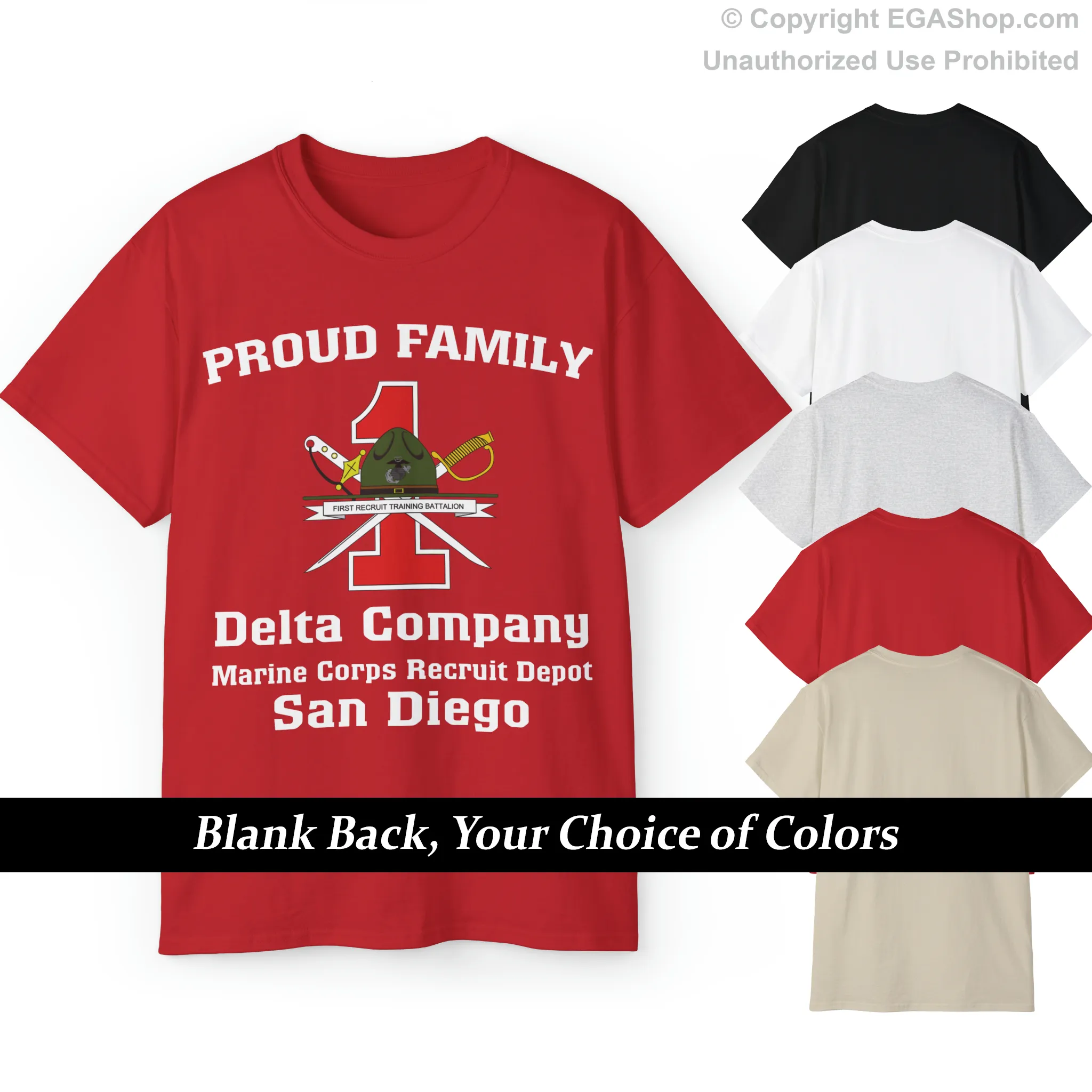 T-Shirt: Delta Co. MCRD San Diego (1st Battalion Crest)