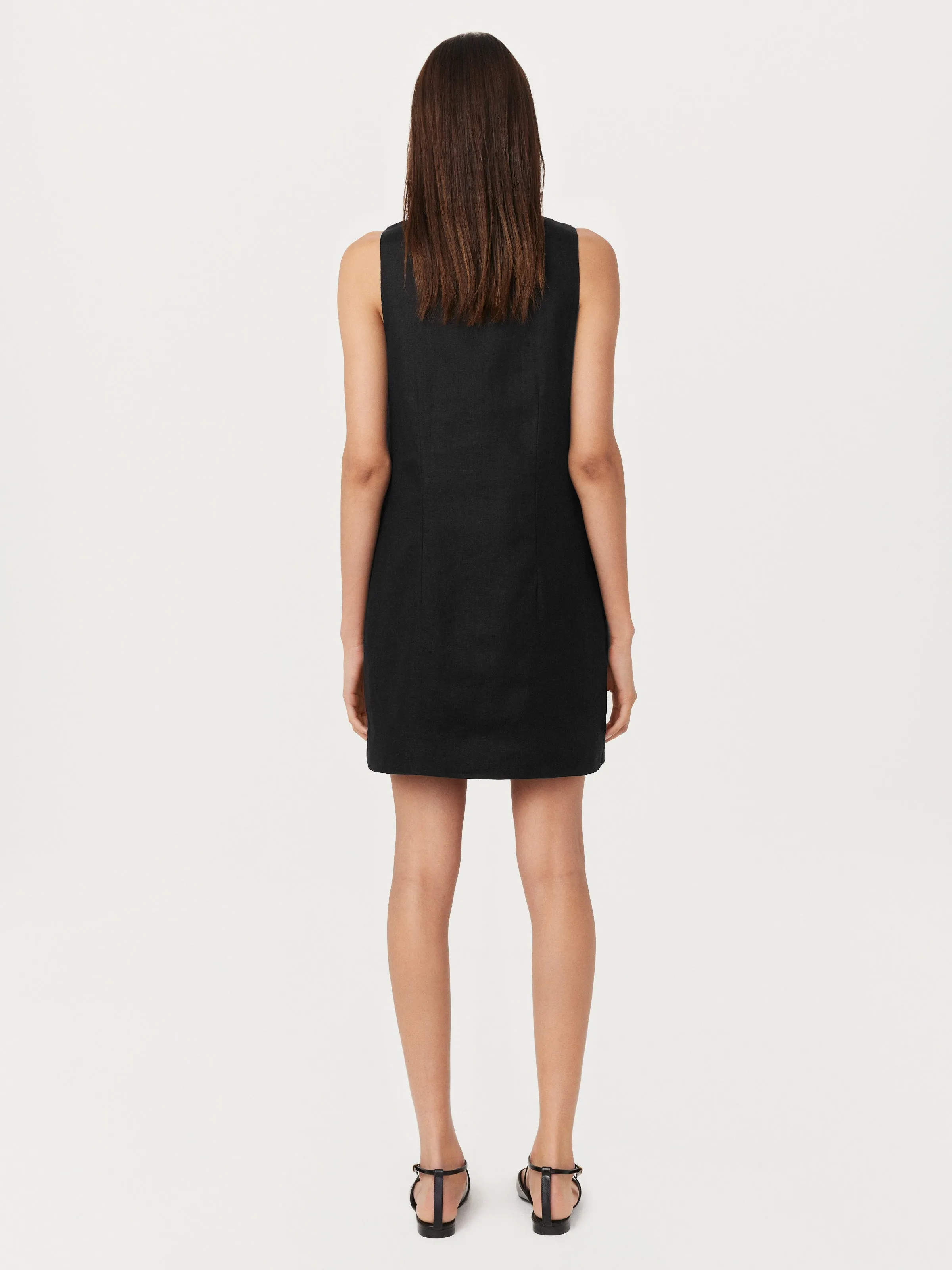 The Pinafore Linen Dress in Black