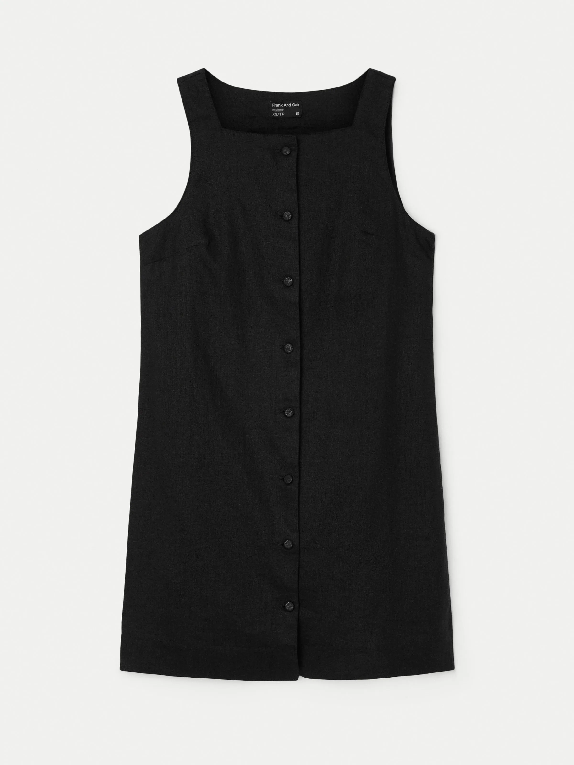 The Pinafore Linen Dress in Black