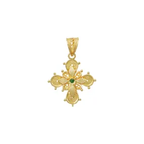 Theodoti Greek Orthodox Emerald Gold Cross