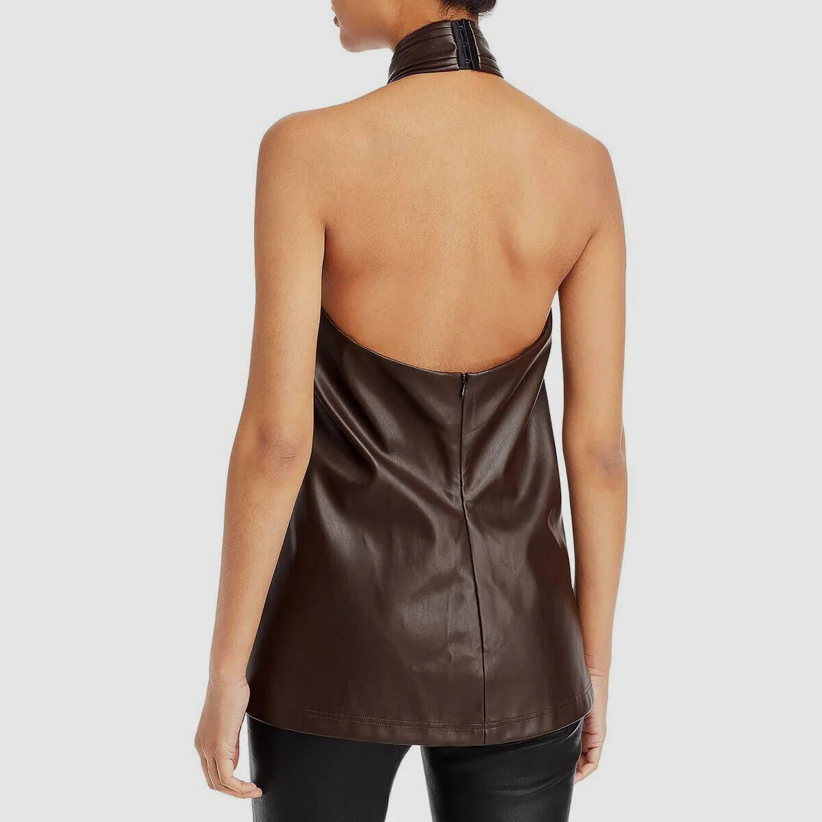 Vegan Leather Cross Front Halter