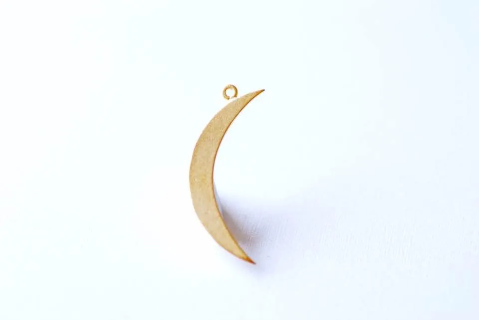 Wholesale Gold or Sterling Silver Crescent Moon Charm Pendant- Gold Half moon charm pendant,Gold Crescent Moon, Gold Tusk Charm, Silver Moon Charm