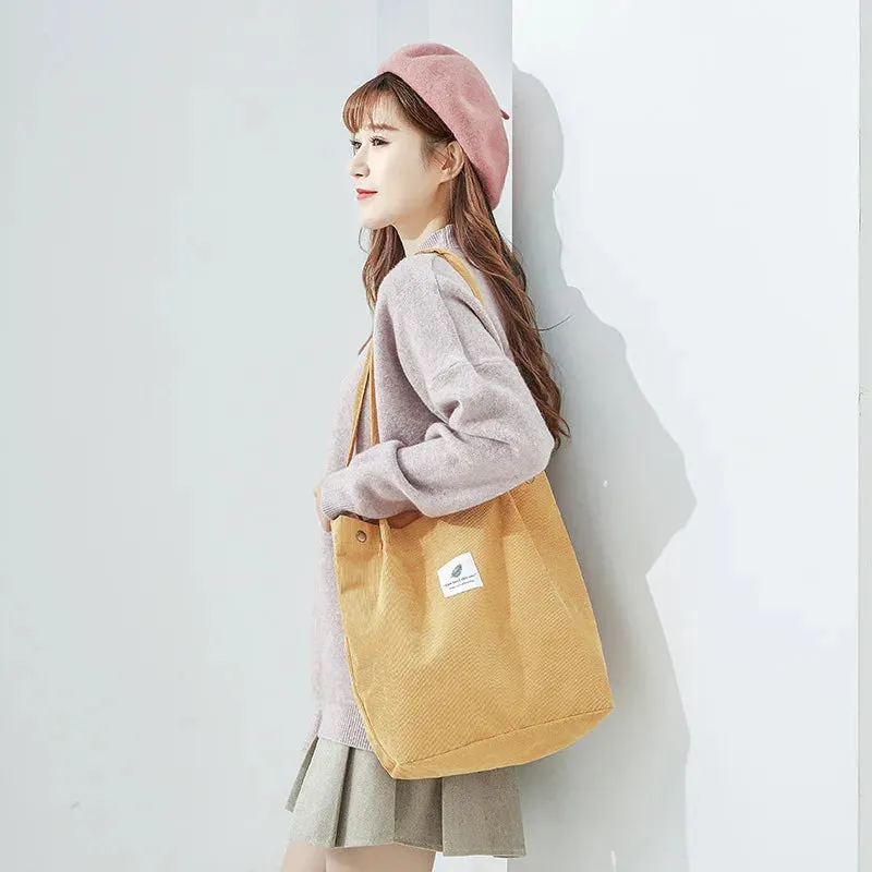 Women Big Shopping Bag Corduroy Shoulder Bag