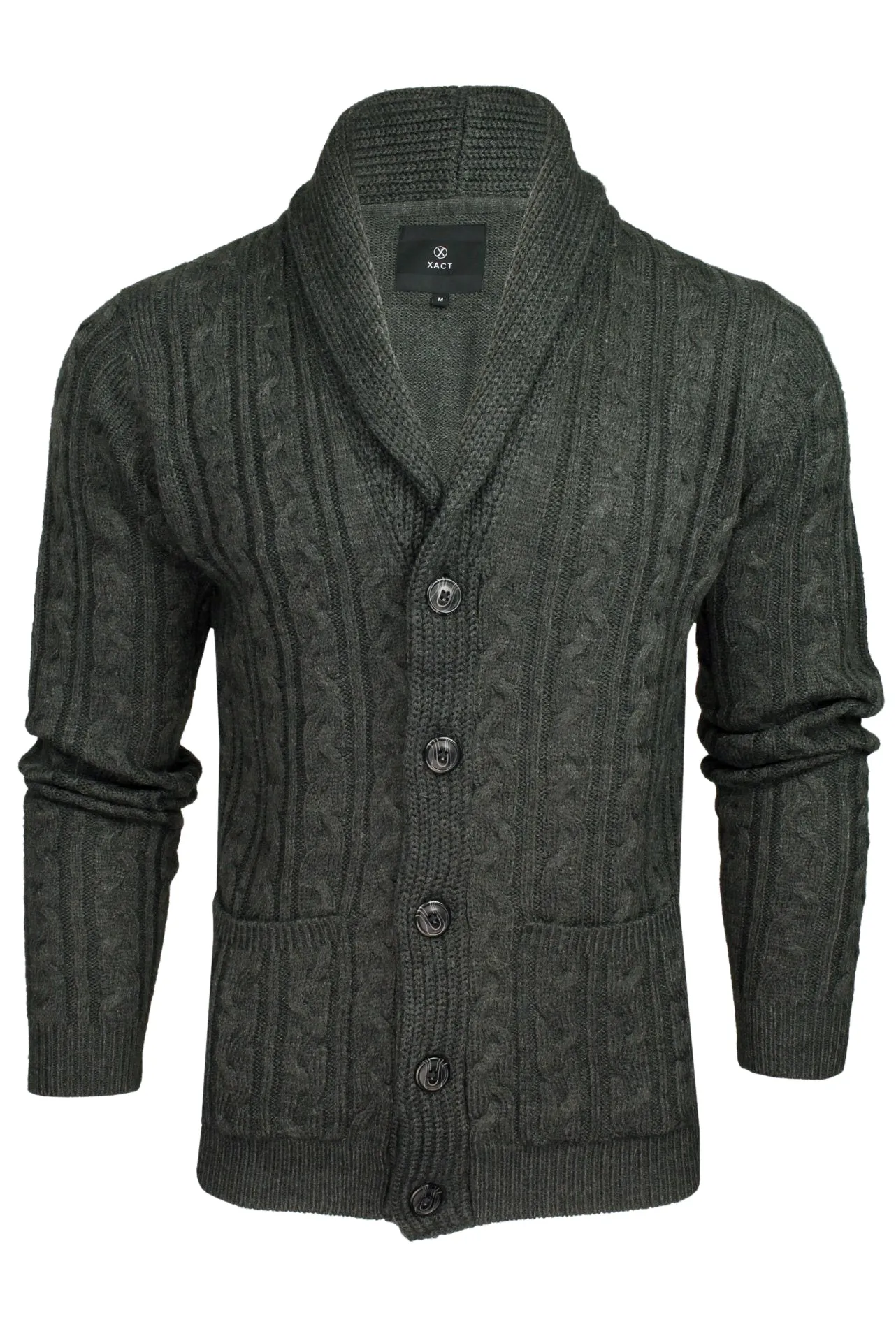 Xact Mens Cable Shawl Neck Cardigan