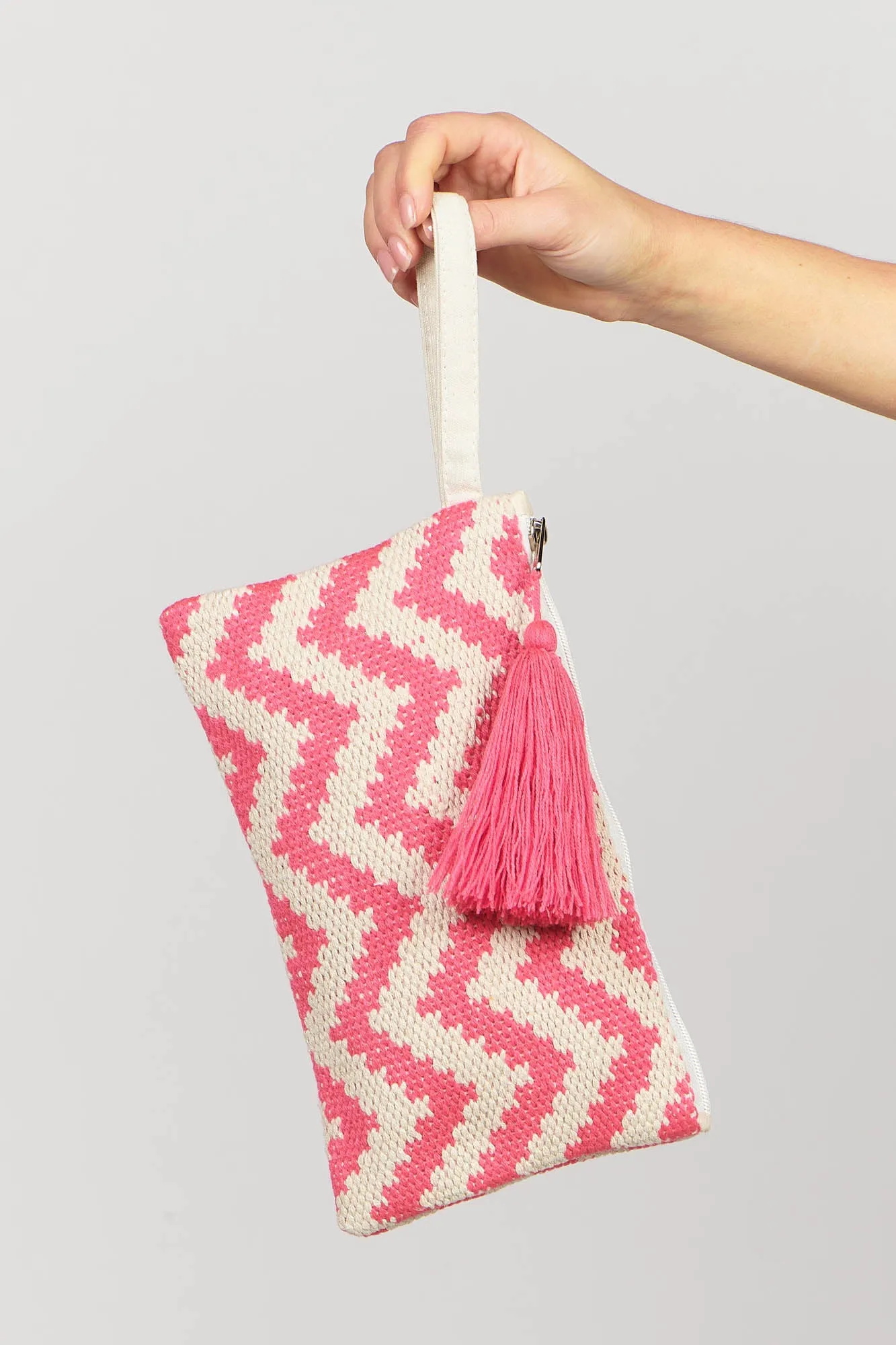 Zig Zag Pouch Bag Pink