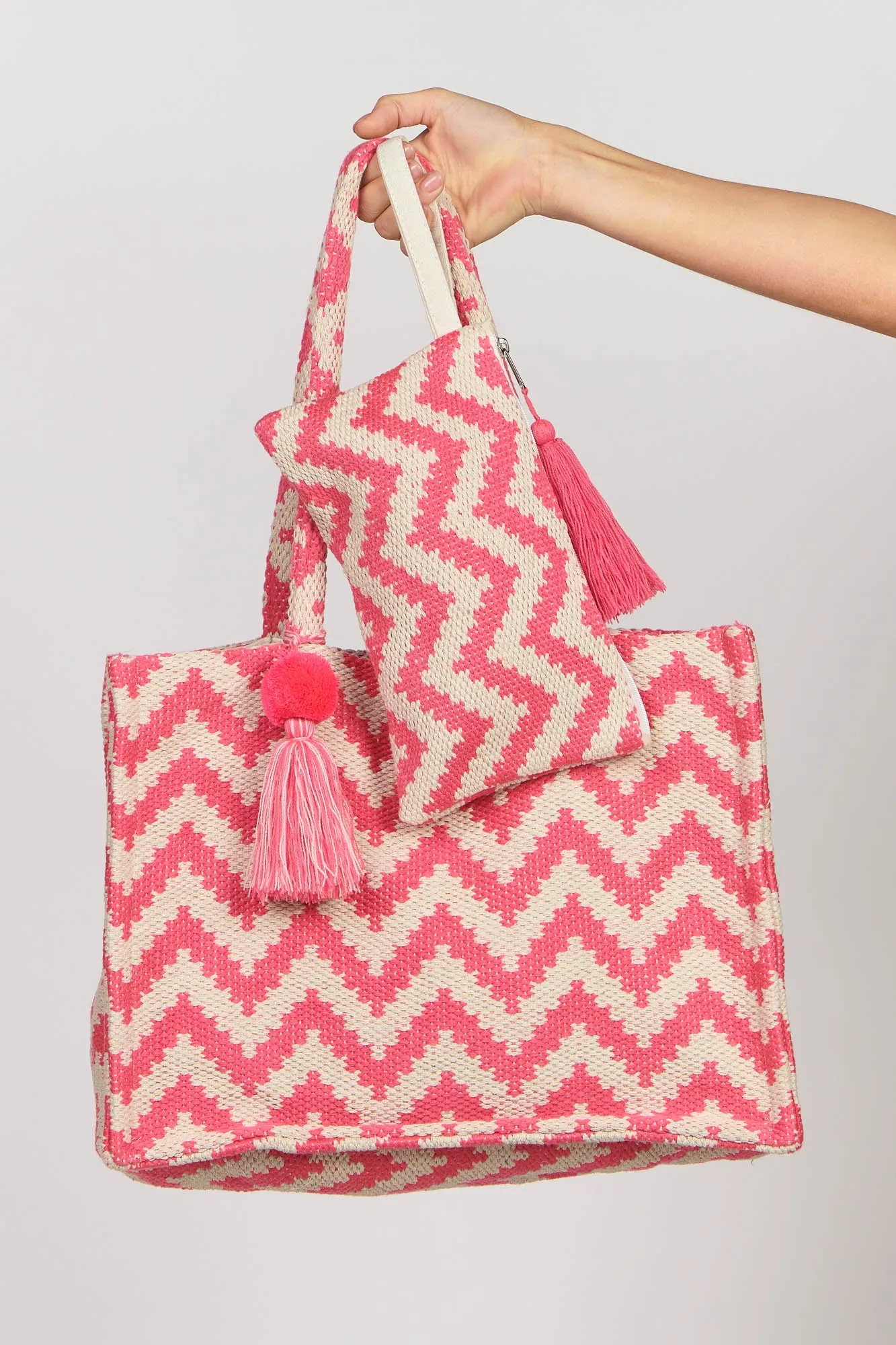 Zig Zag Pouch Bag Pink